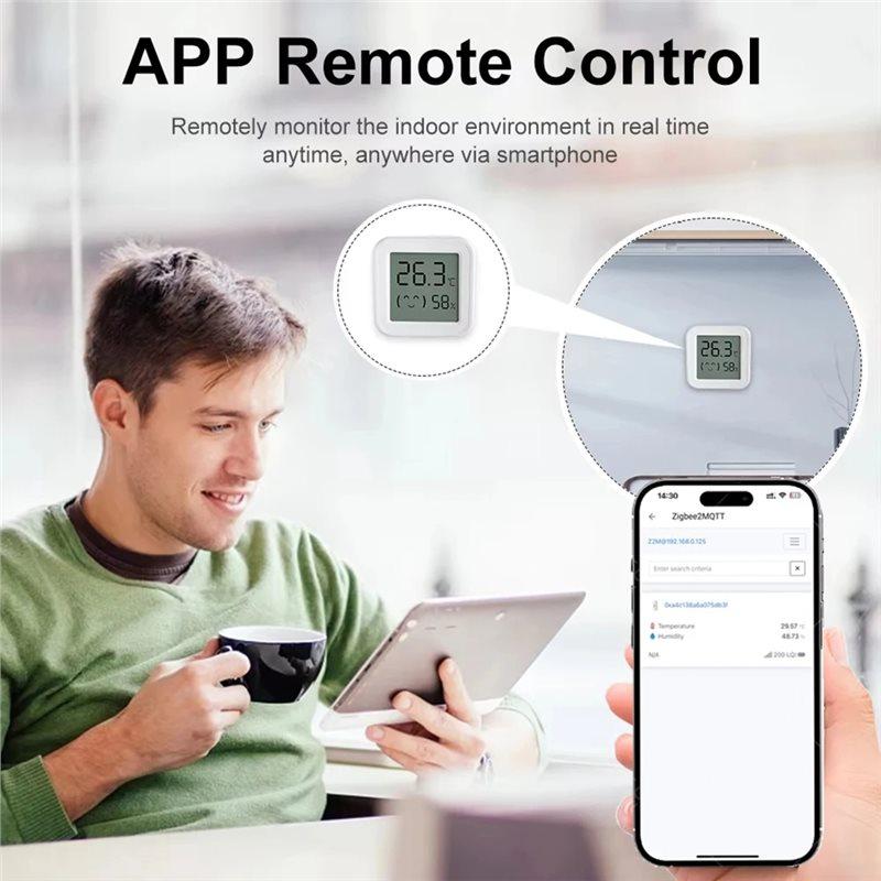 A34R For Smart Home Control Compatible Zigbee 3.0 Temperature Humidity Sensor Featuring LCD Display