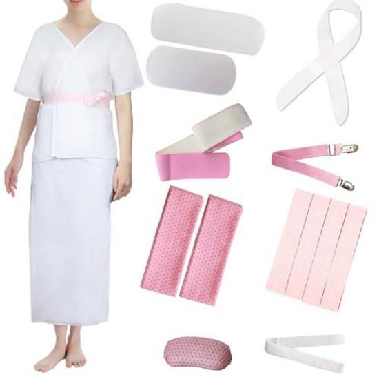 TOuWA Kimono Dressing Set Yukata Traditional Accessories 15-Piece Washable Year-Round (Undergarment Skirt Lifter Front Board Back Belt Waist Cord Stay