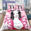 Anime One Piece Cartoon Pattern Bedding Quilt Set Quilt Cover Pillowcase Home Birthday Gift(1 * Duvet Cover + 2 * Pillowcase, Without Core)