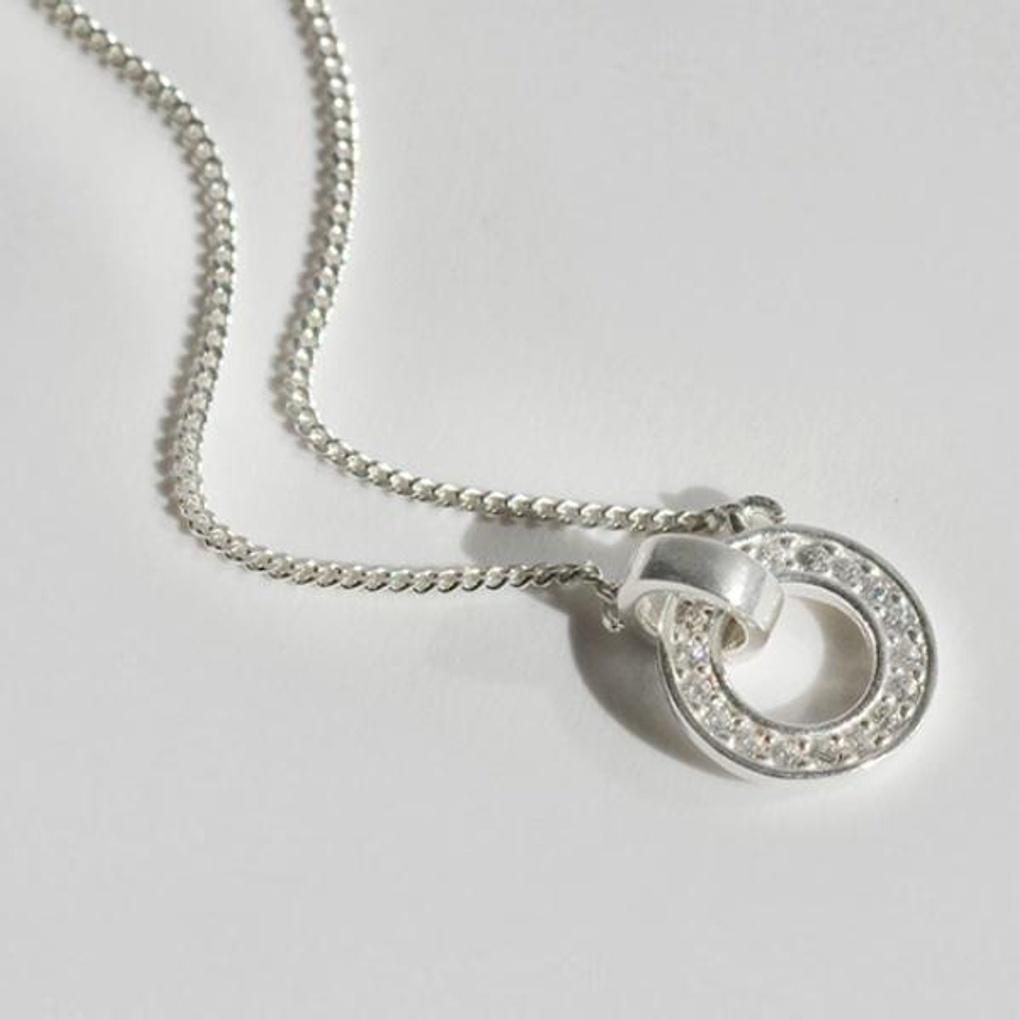 

Women s Daily Accessory Round Ring Cubic Necklace Silver