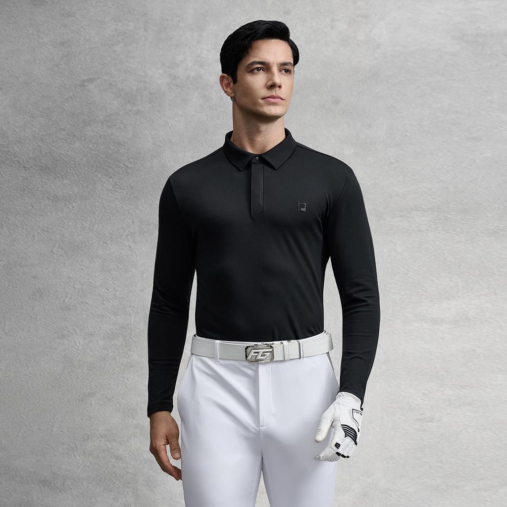 Fila Golf Series Simple Fashion Trendy Casual Sports Polo Shirt Men Tops Deep-Black A11M545213FBK