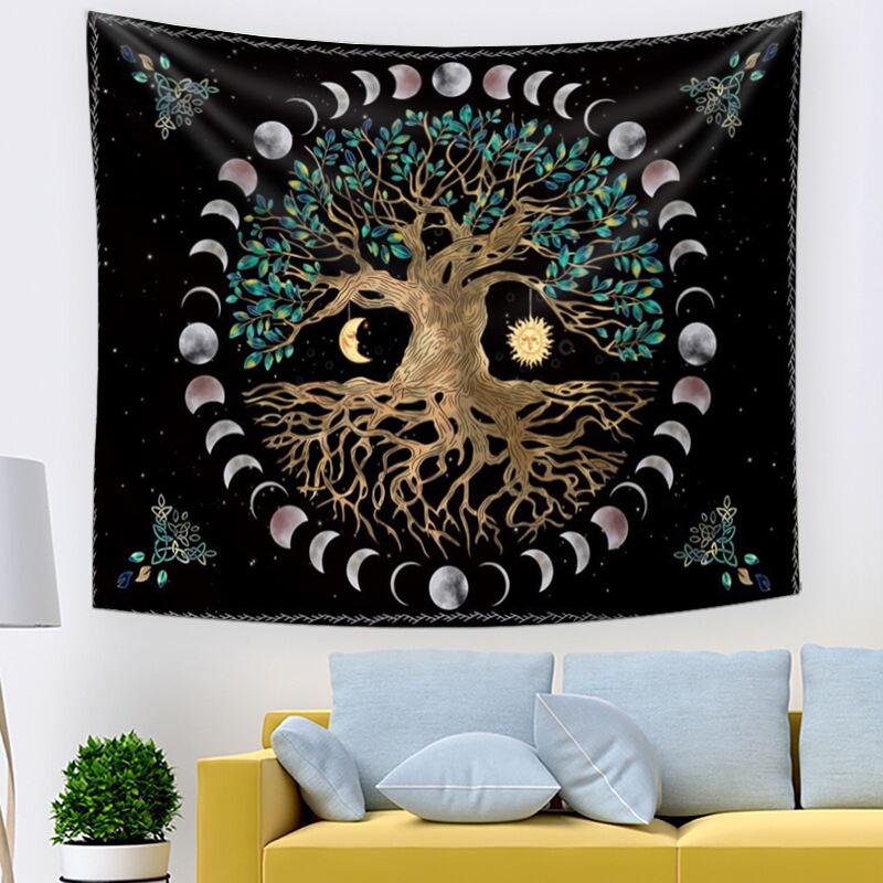 Tree of Life Tapestry Digital Printing Decorative Fabric Live Broadcast Background Fabric Bedside Hanging Fabric Tapestry 100X70CM