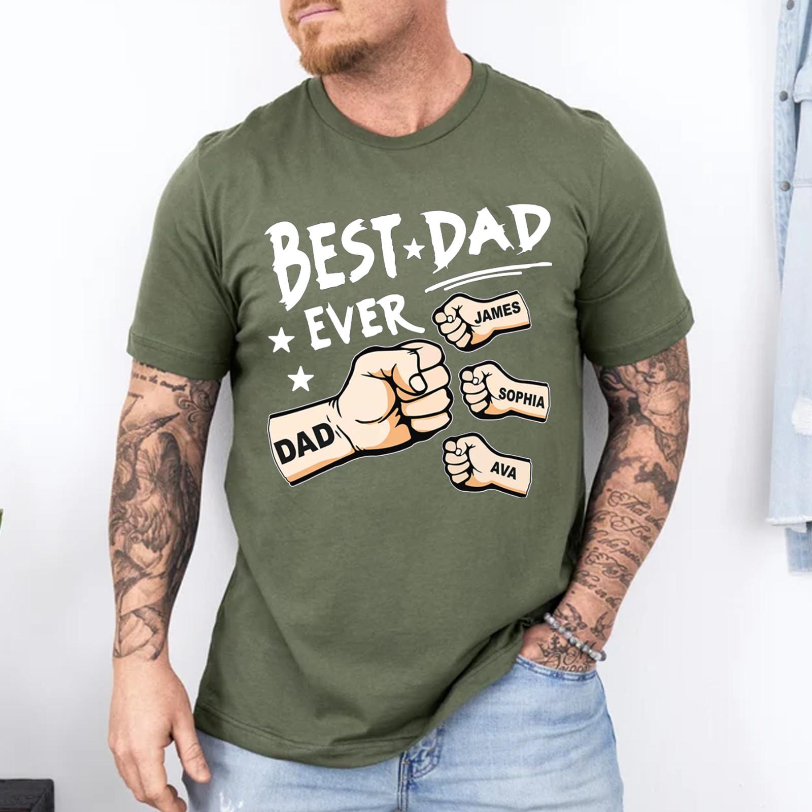 Personalized Best Dad Ever T-Shirt with Kids Name, Fathers Day Unisex T-Shirt S разноцветный