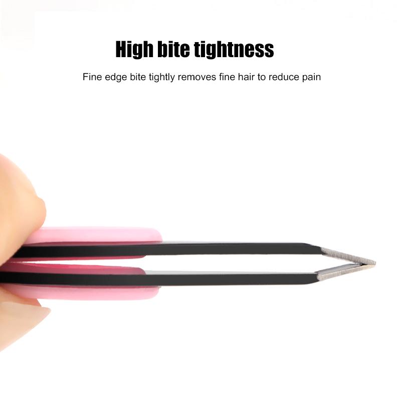 1pc Three Hole Eyebrow Tweezer Bevel Eyebrow Trimming And Pulling Eyebrow Clip With Rubber Pads