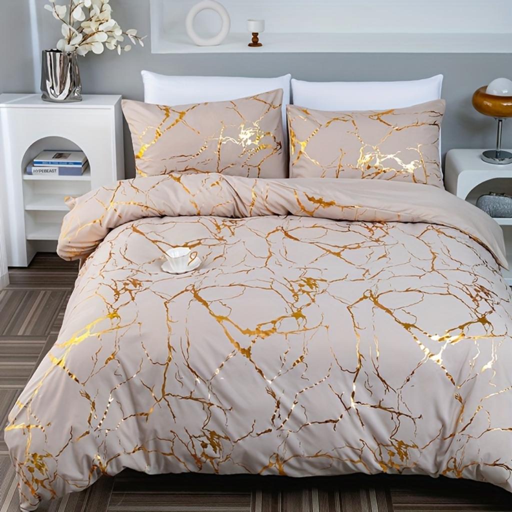Classic Hot Stamping Texture 3D Print Bedding Set Soft Duvet Cover King Queen Twin Single Size Bithday Gift Bedroom Decoration
