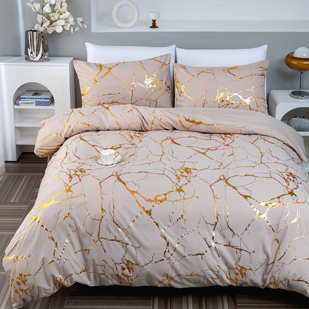 

Clasic Hot Stamping Texture 3D Print Beding Set Soft Duvet Cover King Quen Twin Single Sized Dimensions Bithday Gift Bedrom Decoration 120*200cm Single