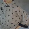 Johnature Women Vintage Linen Shirts Polka Dot Stand Long Sleeve Tops Spring Chinese Style Button Blouses