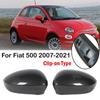 For Fiat 500 2007- Car Replacment Rearview Side Mirror Cover Wing Cap Exterior Door Rear View Case Trim Carbon Fiber Look