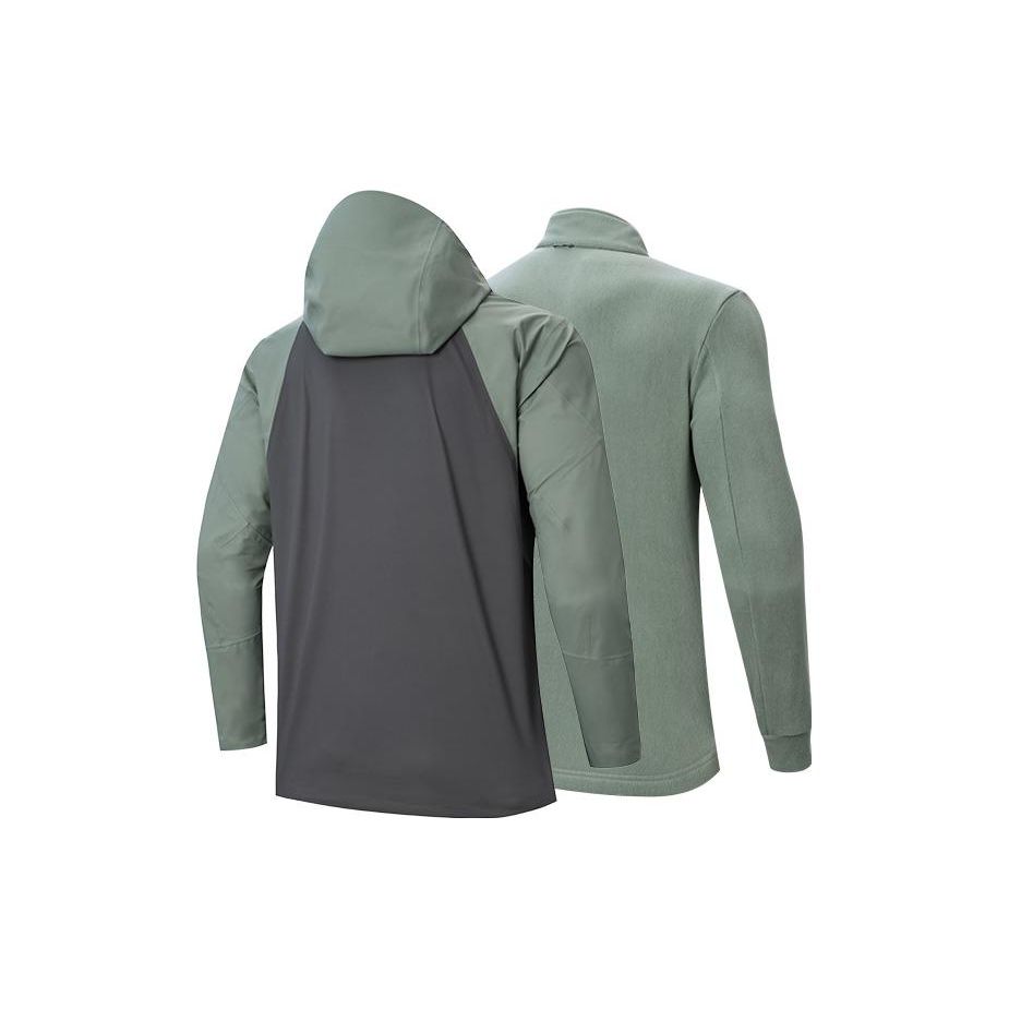 Anta Three In One Fleece Outdoor Warm Windproof Jacket Men Jackets Light-Gray Dark-Brown 152346601-2