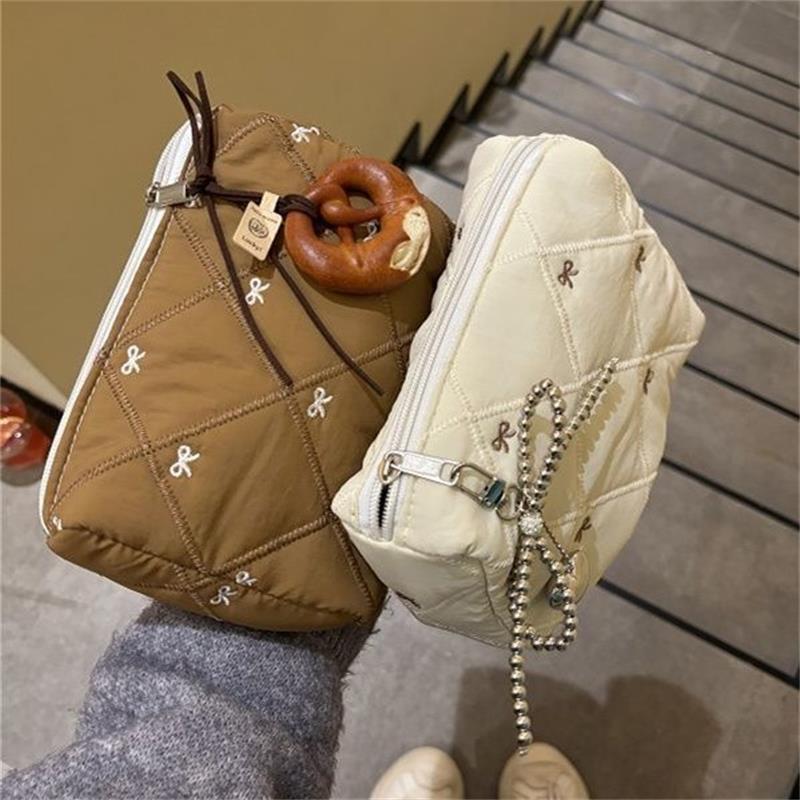 Cute Bow Makeup Bag With Zipper Girly Large Capacity Cosmetic Bag Portable Storage Bag Travel Makeup Toiletry Washing Pouch Gift