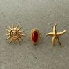 Stainless Steel Starfish Ring Gold Color Stainless Steel Jewelry Ocean Style Ring  Hand Jewelry