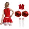 Girls Cheerleading Dance Dress Shiny Sequins Patchwork Invisible Zipper Back with Bow and Socks