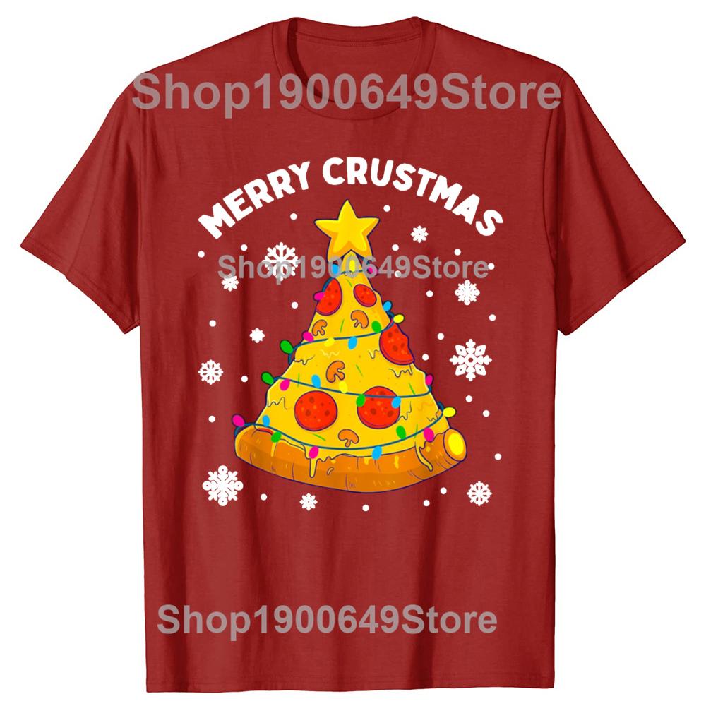 Funny Merry Crustmas Pizza Tree Xmas Graphic Tshirts Tshirt Men Womens Fashion Casual Oversized 100 Cotton T Shirt S