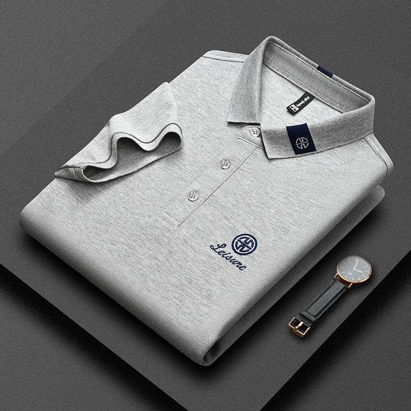 Trend Hub Ny High-end Herre Kortarmet T-skjorte Brodert Krage Poloskjorte Pluss Størrelse Paul Tynn Topp for Menn