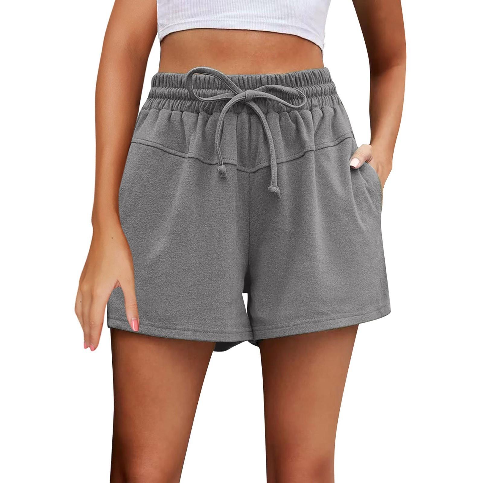 

Women s Elastic Waist Color Casual Pocket Shorts High Waist Slim Fit Sports Women s Pants L