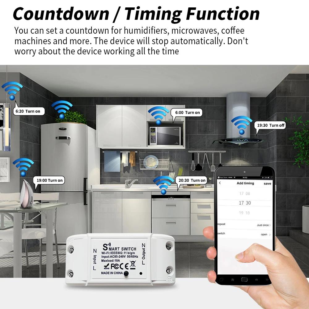 Tuya WiFi Smart Switch Breaker Wireless Light Switch Voice Control Timer Smart Home Automation Work With Alexa Google Home