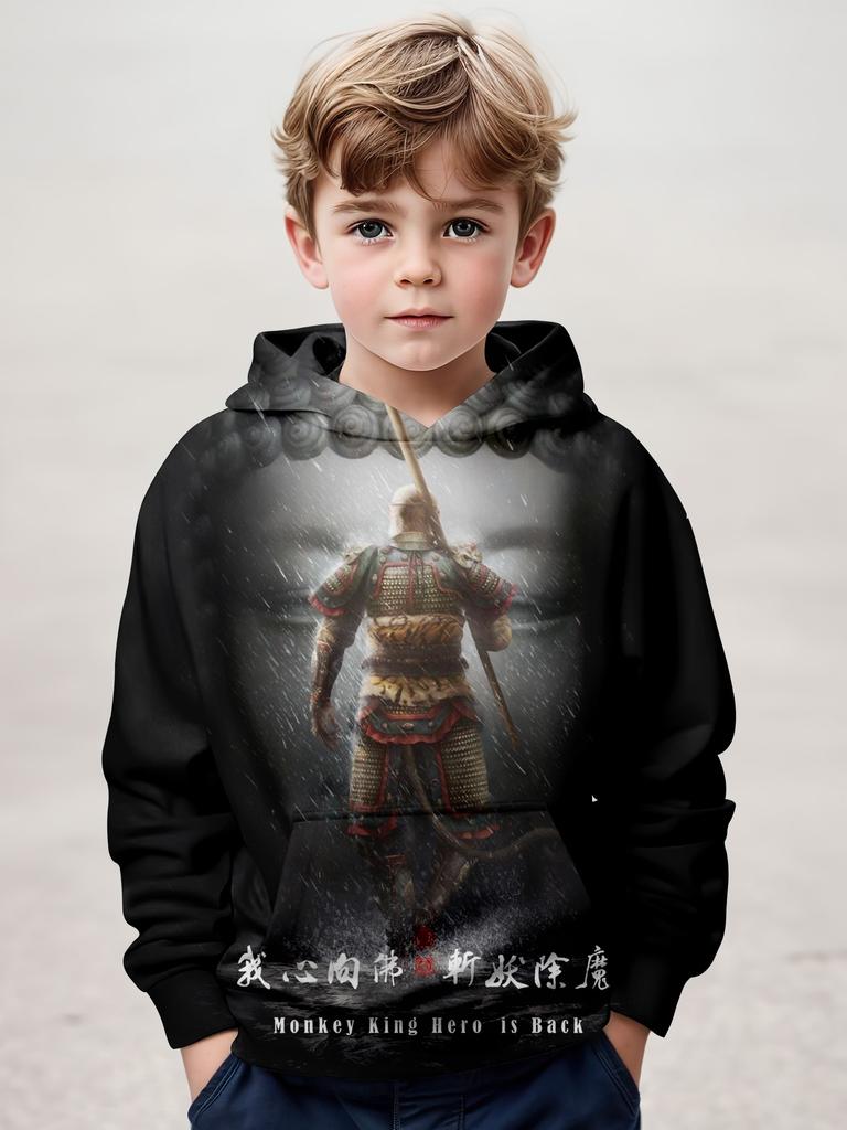 Haine pentru copii Hanorace Haine pentru băieți Imprimeu 3D Black Myth Wukong Haine pentru copii de primăvară-toamnă Hanorac cu glugă de exterior la modă