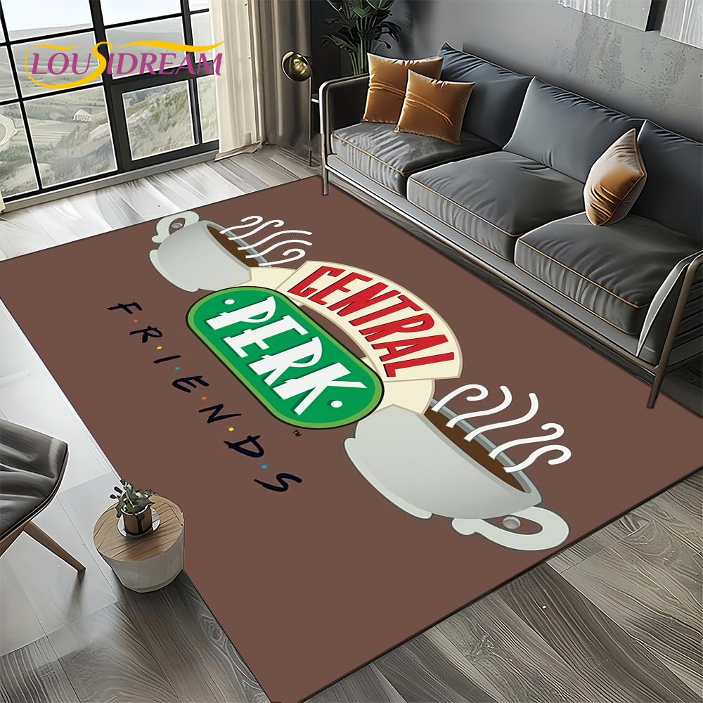 Tappeto Central Perk Friends TV Show per Soggiorno Camera da Letto Casa Decorazione Divano, Tappeto per Area Giochi Bambini Tappetino Antiscivolo Regalo