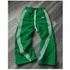 Striped Fleece Sweatpants Loose Fit Streetwear Casual Pants Men Women