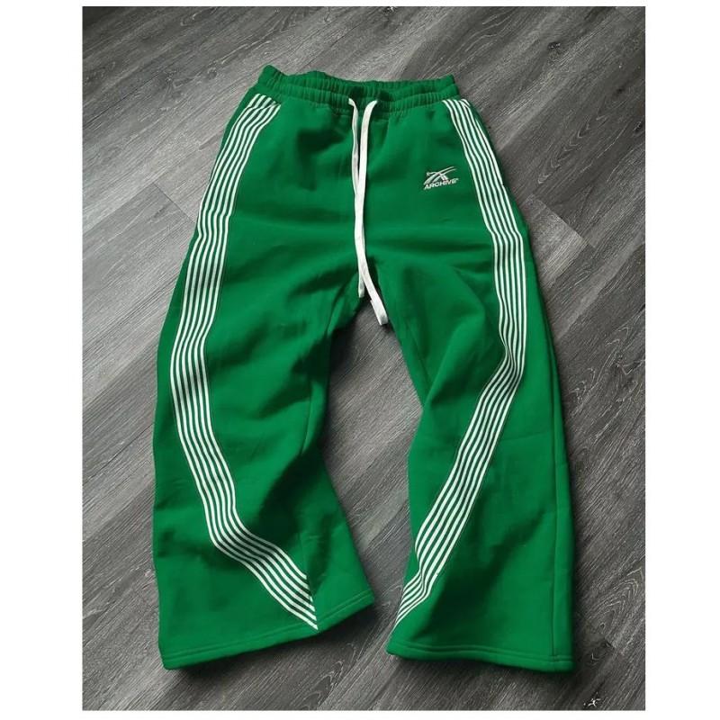 Striped Fleece Sweatpants Loose Fit Streetwear Casual Pants Men Women