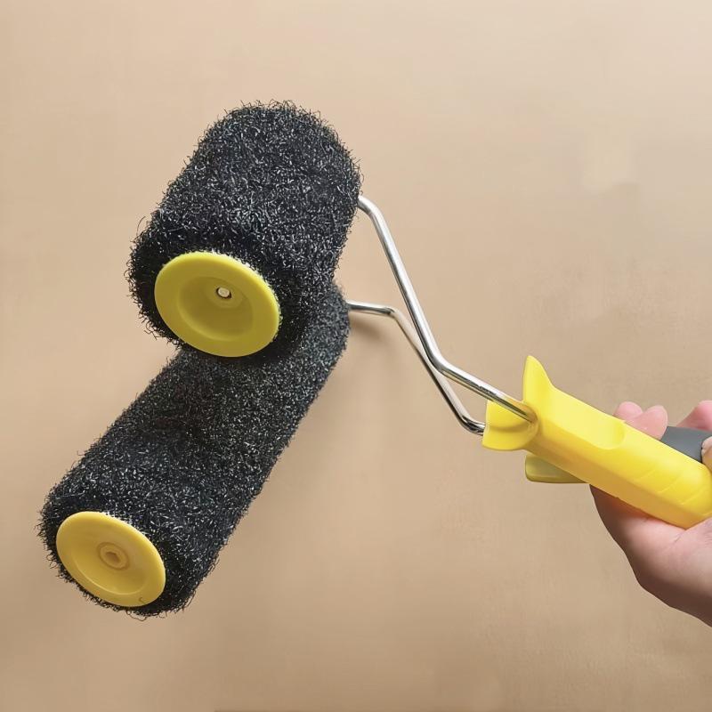 Pensulă cu rolă neagră din nailon îngroșat pentru chit, 4x9 inci, pentru textură și vopsirea pereților cu flocare
