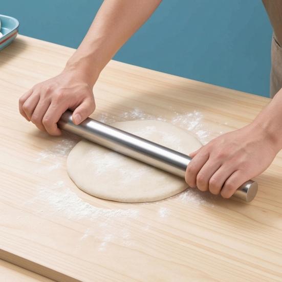 Rolling Pins, Stainless Steel Dough Roller, Essential Kitchen Utensil for Baking Pizza Dough, Pie, Cookie, Fondant, Dumpling