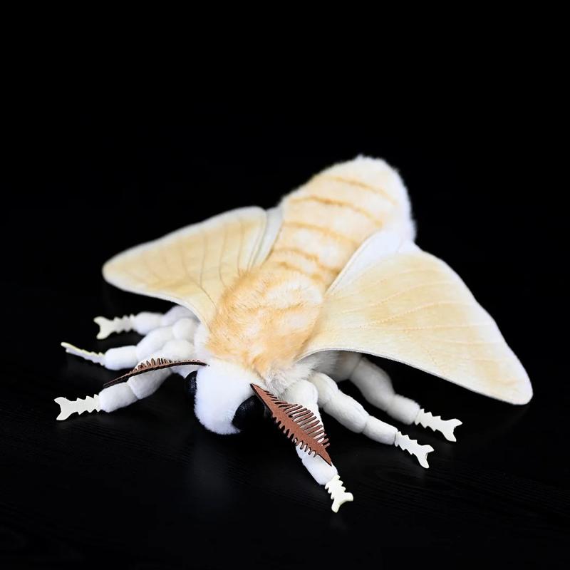 Soft Silkworm Moth Plush Toy Cute Simulated Insect Animal Exquisite Fuzzy Winged Bug Decorative Ornament Kids Gift Home Decor