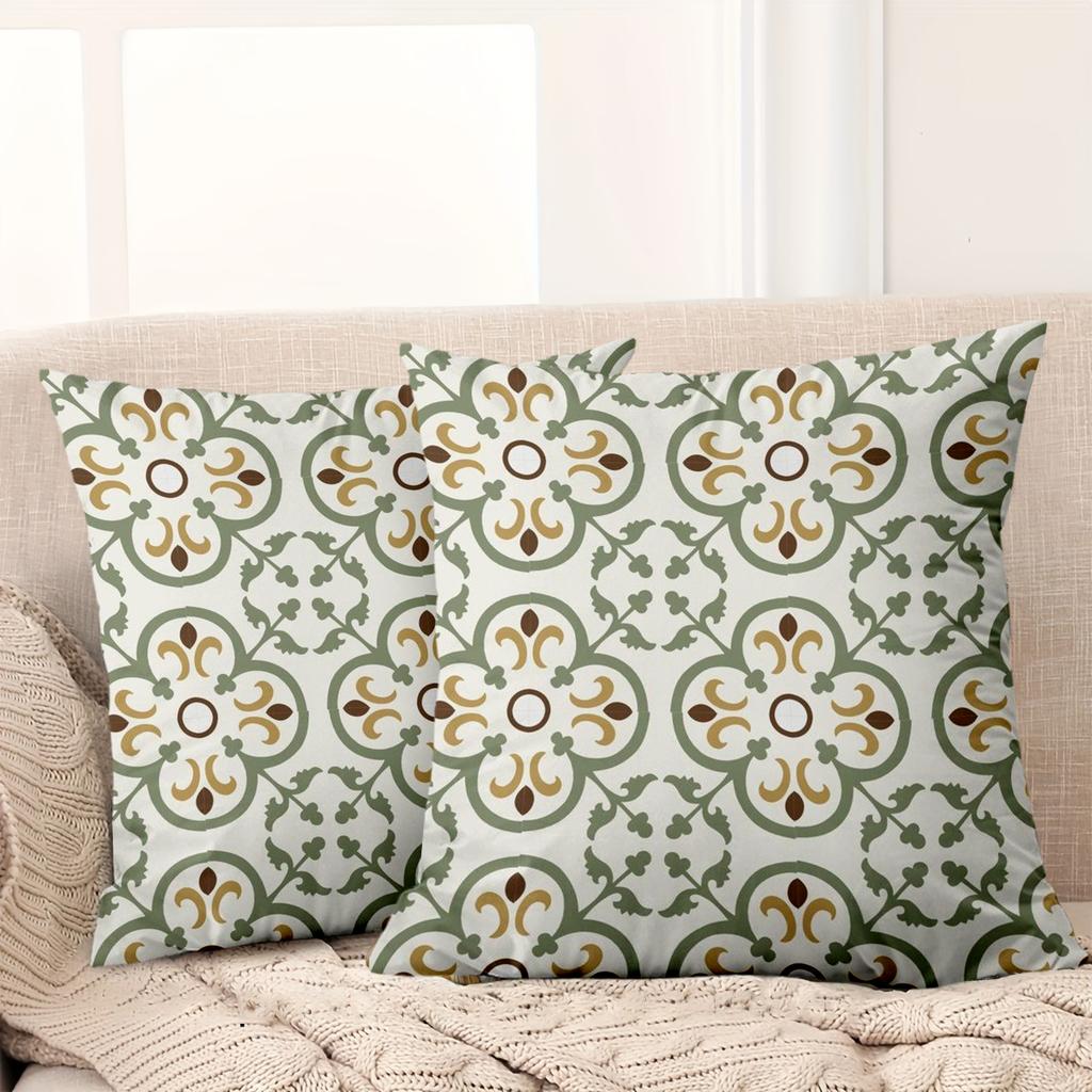 1 Pieces Vintage Floral Tile Pattern Decorative Throw Pillow Covers Cushion Cover Suitable For Sofa Bedroom Car Pillow Cover