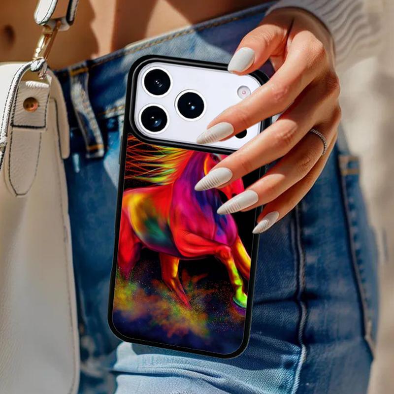 Abstract Horse Phone Case For iPhone 17 Air 14 15 13 12 Max Cover For Apple 14 15 16 16e 11 Pro Max Plus Coque