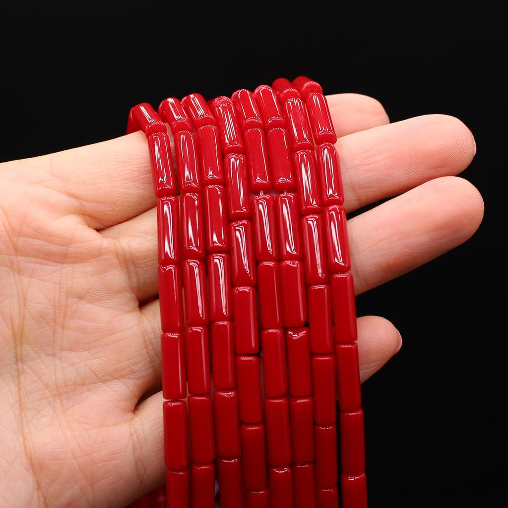 1 Strand Natural Stone Beads Long Cylindrical Crystal Quartz Agate Loose Spacer Beads for Jewelry Making DIY Necklace Bracelet Accessories 7x13 Mm
