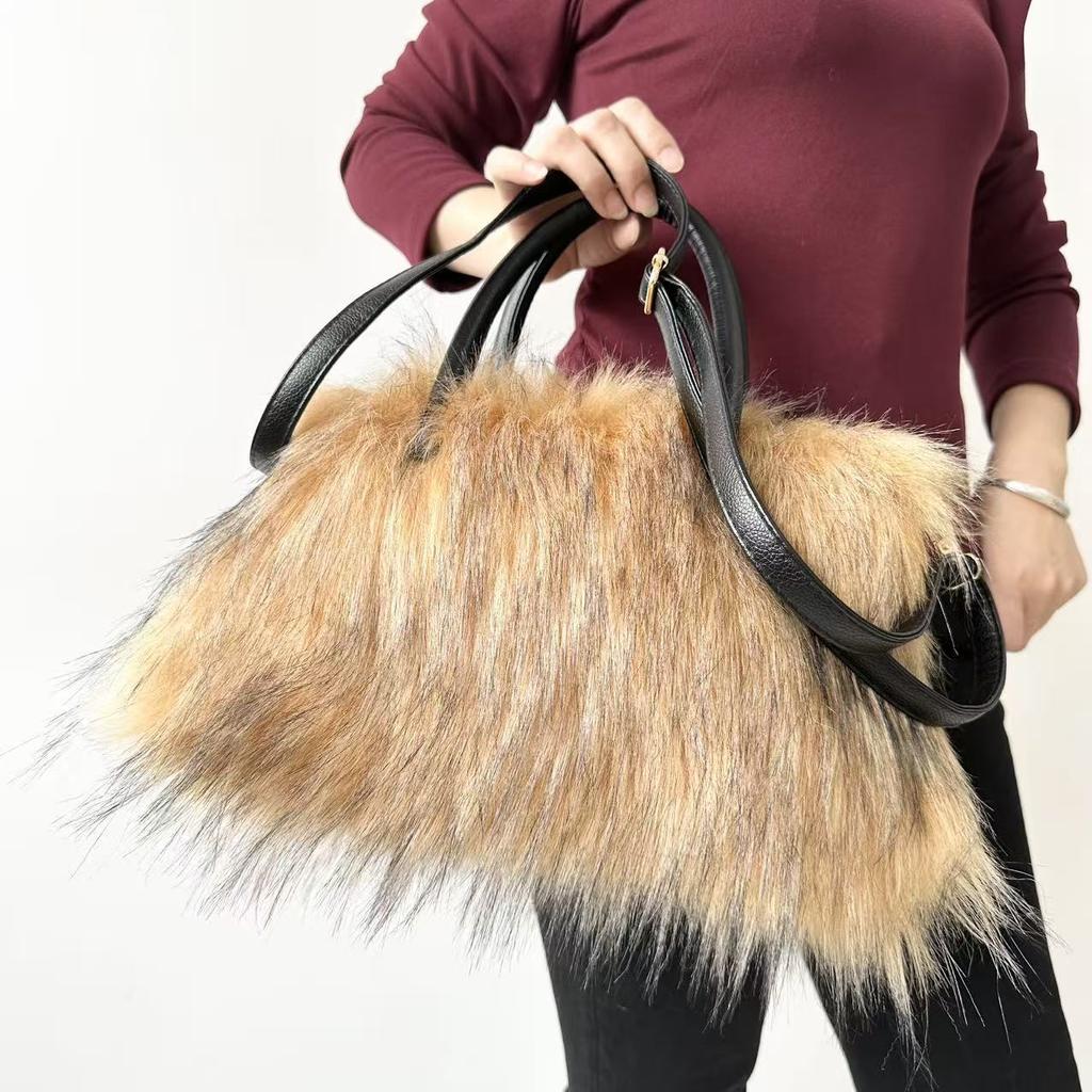 Neue Herbst-/Winter-Plüsch-Tragetasche - Modische Damen-Handtasche aus Kunstpelz