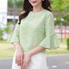 ZANZEA Women Casual Round Neck Flare Sleeve Loose Print Blouse