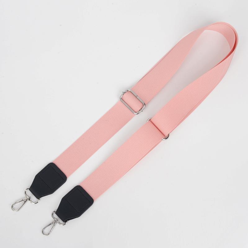 

Adjustable Nylon Crossbody Shoulder Strap with Leather Ribbon Bright Silver Hardware розовый