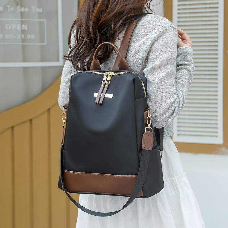New backpack women's bag large capacity solid color texture women's backpack student bag