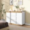 Chest of Drawers with 3 Drawers And 2 Doors, Locker, Storage Function, for Bedroom And Living Room, E1 Chipboard, White+Oak