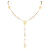 Triple Tone Beaded Rosary Cross Necklace, Stainless Steel Long Chain Crucifix Rosary Chain Y Necklace Women Religious Jewelry