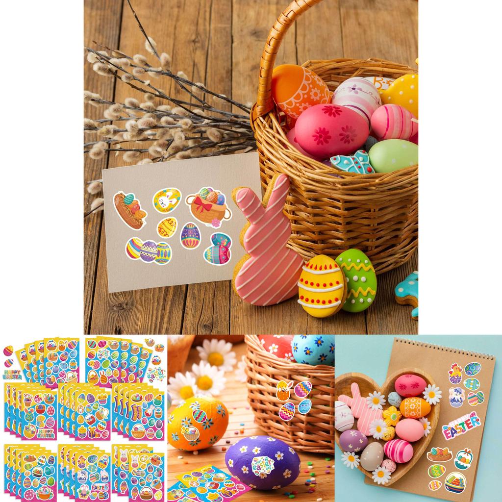 Cute Cartoon Easter Egg Diy Stickers For Kids Interactive Family Fun Pack Of 16