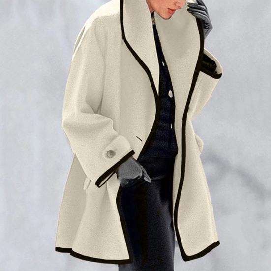 Cappotto da donna in tinta unita allentato con bottone singolo, spesso, caldo, a maniche lunghe, con cappuccio, in lana, capispalla invernale femminile