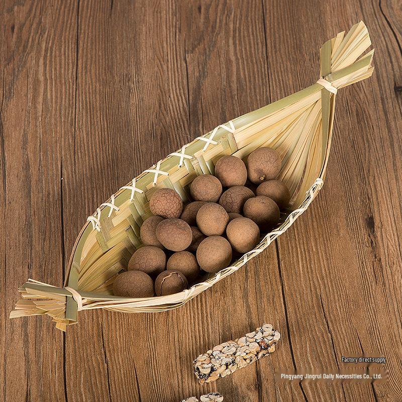 Handmade Bamboo Boat-Shaped Woven Fruit and Snack Storage Basket