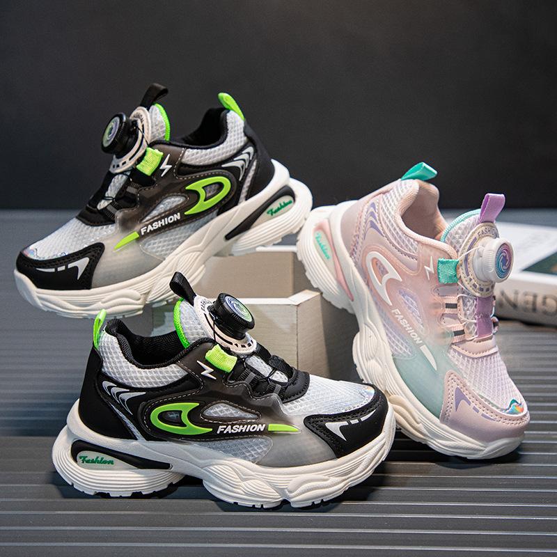 Children Boys Casual Shoes Mesh Sneakers Boys Sport Breathable Tennis Sneaker Baby Girls Spring Fashion Mesh Black Running Shoe