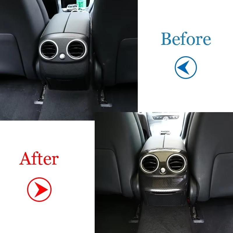 ABS Carbon Fiber For Mercedes Benz C Class W205 2015-18 Car Rear Air Conditioning Vent Anti-kick Cover Decorate Car Accessories