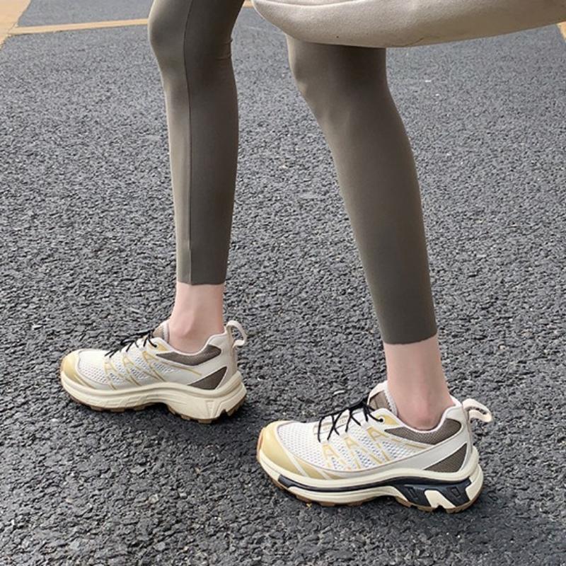 Women's All-match Casual Color Matching Thick Sole Height-enhancing Lightweight Sports Style Drawstring Dad Shoes