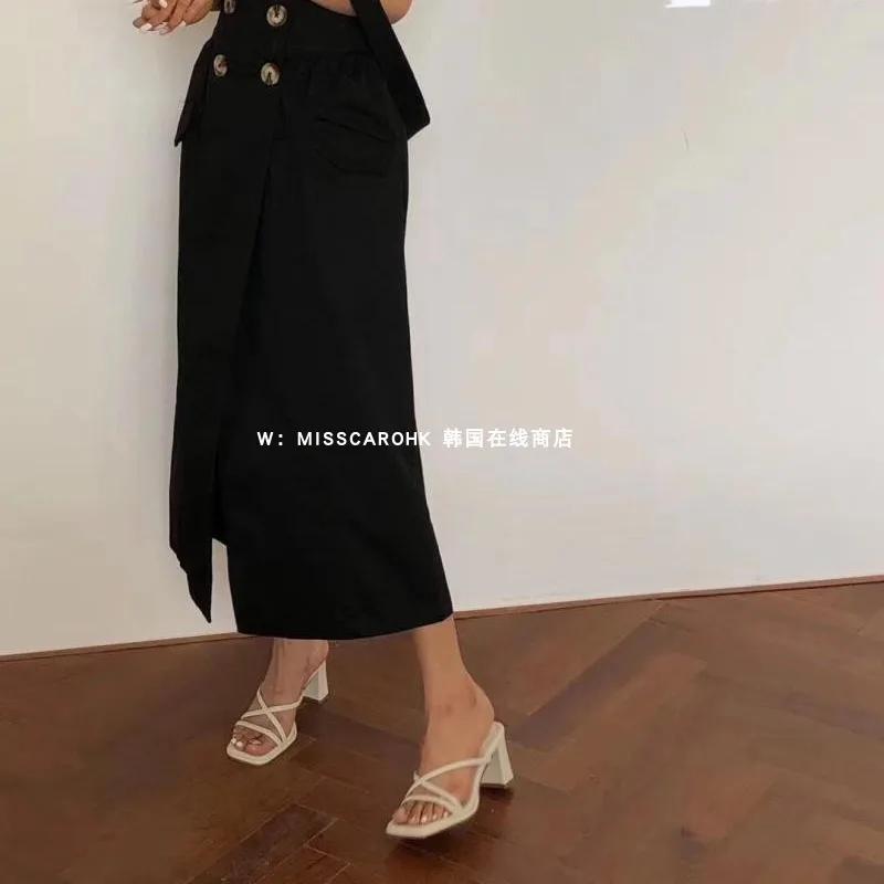 Fashion Women Open Toe High Heel Slippers Retro Chunky Heel Platform Slides 2024 New Summer Breathe Comfort Sandals Zapatillas