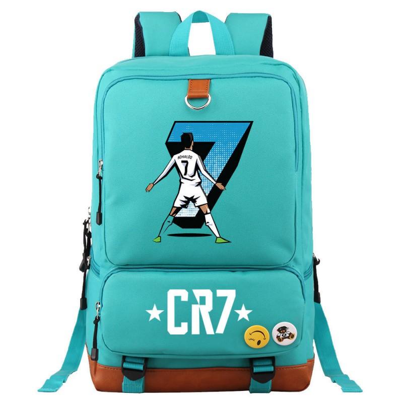 Cristiano Ronaldo Printed Youth School Backpack Teenagers Durable Oxford Fabric Breathable Padded Straps Unisex Travel Bag