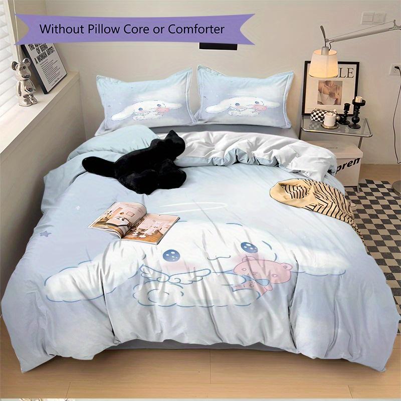 3pcs Angel Cinnamoroll Ideas Printed Quilt Set - Includes 1 Quilt Cover and 2 Pillowcases, Machine Washable - Suitable for All Seasons.S002