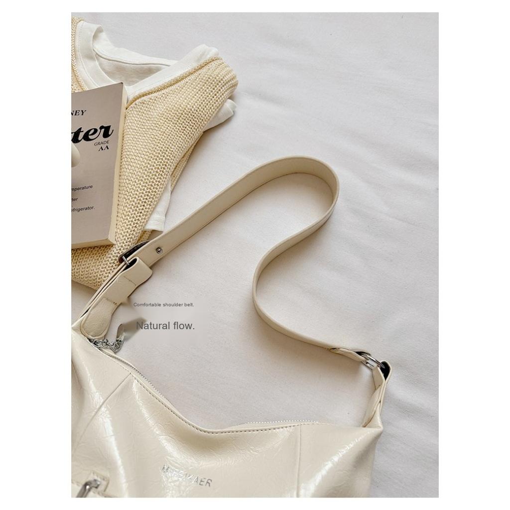 Xeie Thuk Shoulder Bag Women Glossy PU Adjustable Strap Daily Commuting