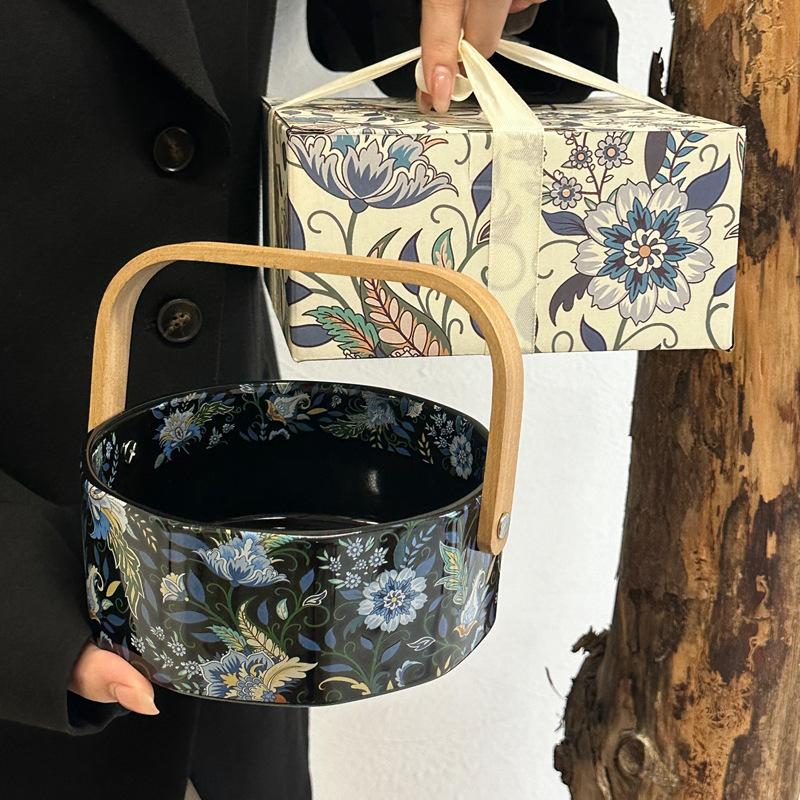 Hochwertiger Nachmittagstee-Snackteller, Obstteller für das Wohnzimmer, Keramik- tragbarer Obstkorb, leichter Luxus-Gemüsekorb Einweihungsgeschenk