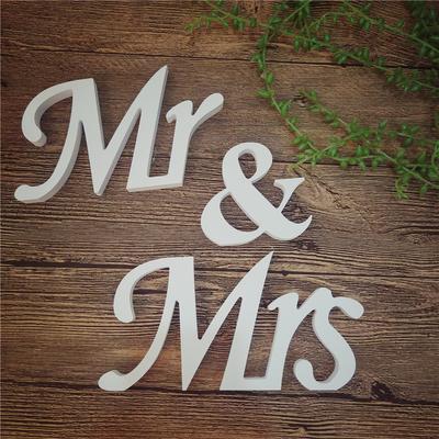 One Set White Color Standing Mr & Mrs Letters  for Wedding Party Decoration & Gift