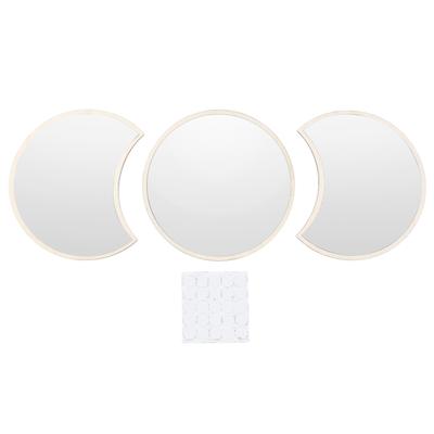 Moon Phase Mirror Set Decorative Acrylic Wood Living Room Wall Decor Self Adhesive Ornament