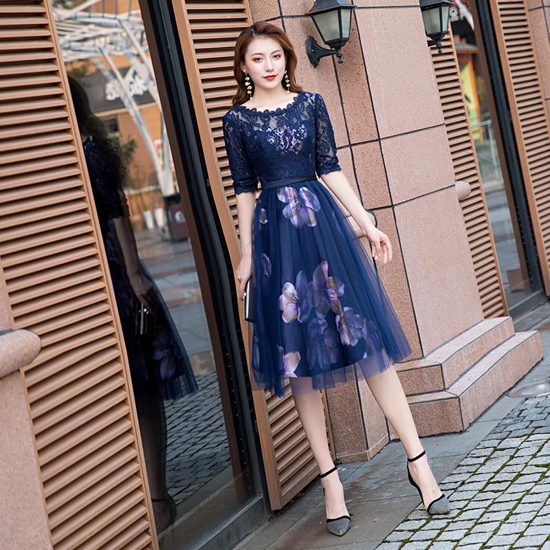 

Small evening dress new dignified and thin temperament celebrity simple and generous dress can be worn at ordinary times XS